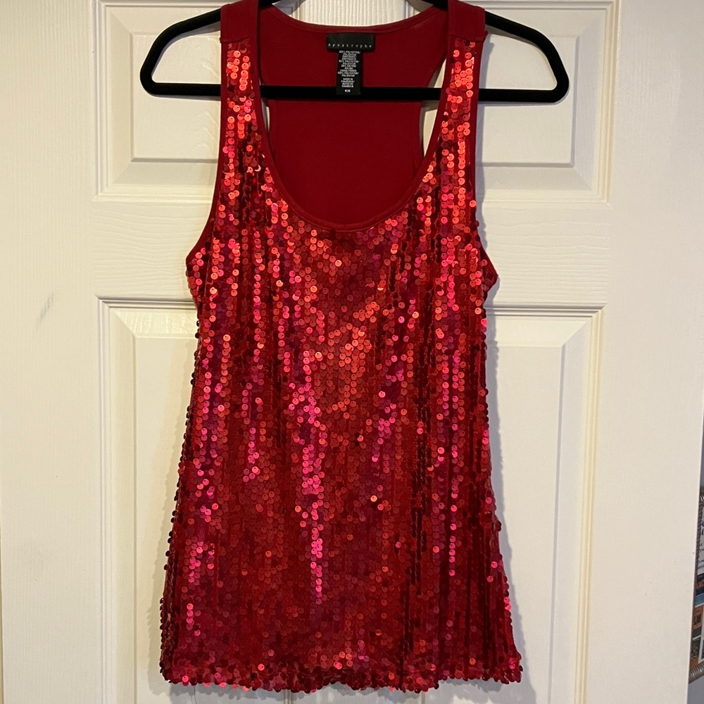 Apostrophe Red Sequin Tank